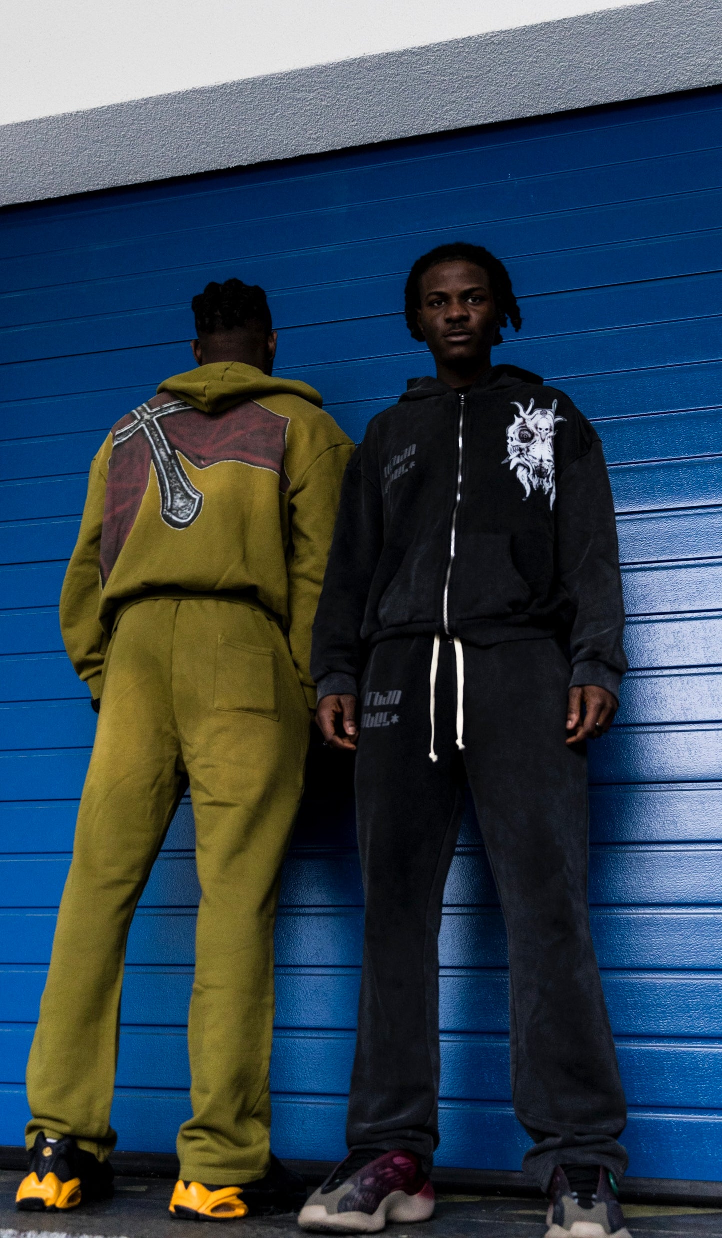 STONE WASHED AND ACID WASH UV NIGHT VAMP STREETWEAR HOODIE AND PANT, DTG DESIGN AND PUFF PRINT