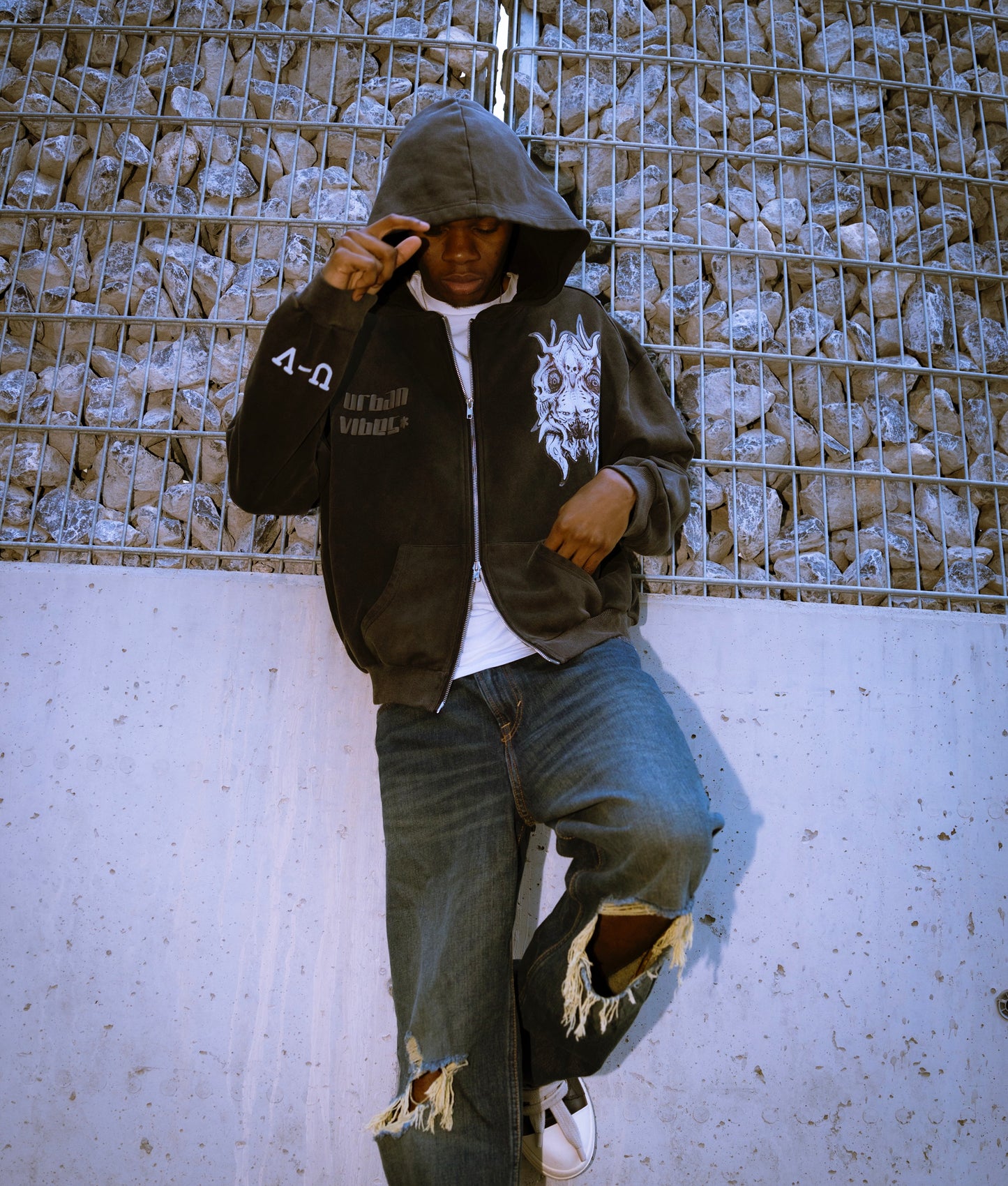 STONE WASHED AND ACID WASH UV NIGHT VAMP STREETWEAR HOODIE AND PANT, DTG DESIGN AND PUFF PRINT