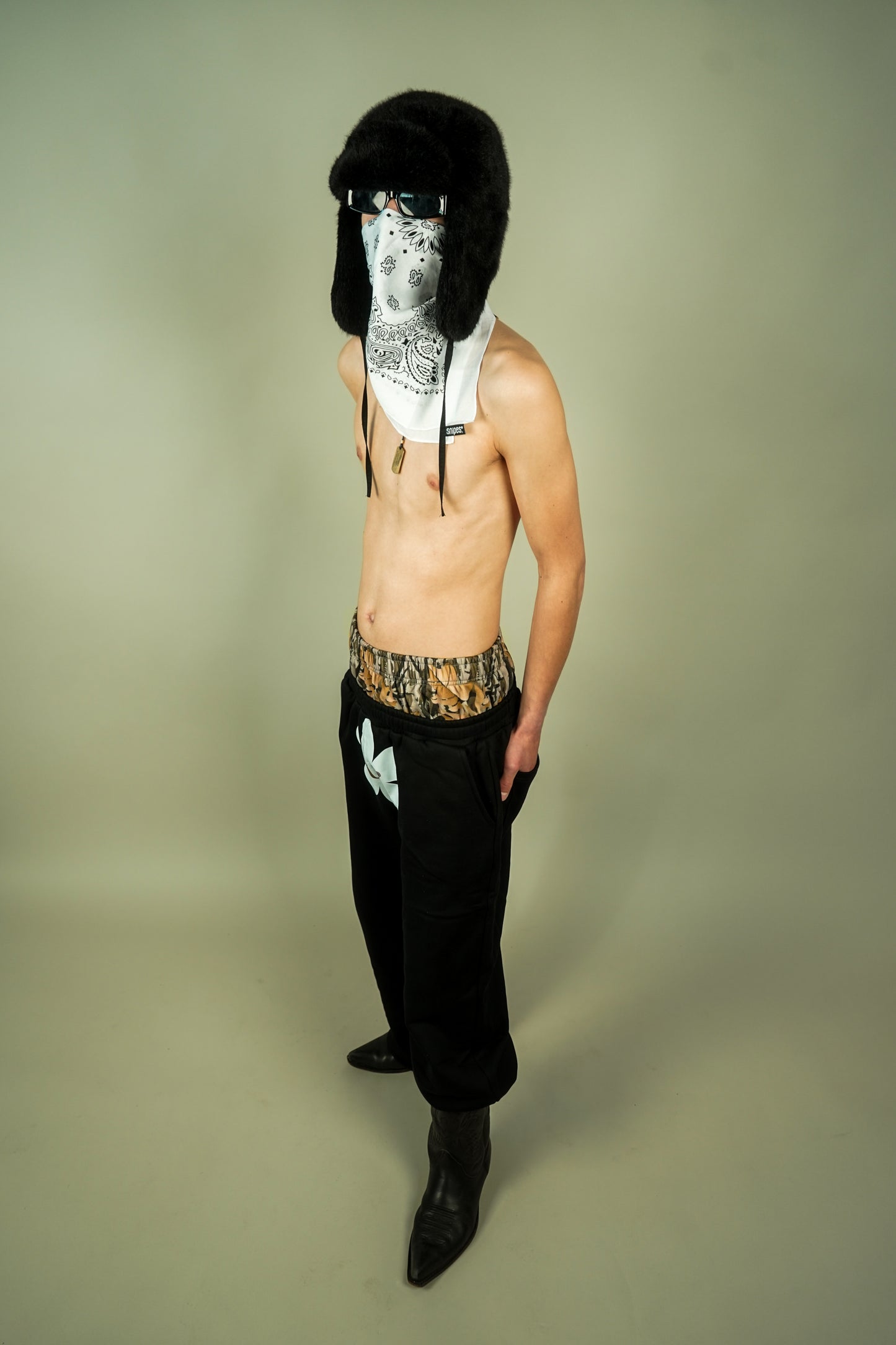 Double waistline uv flare pants
