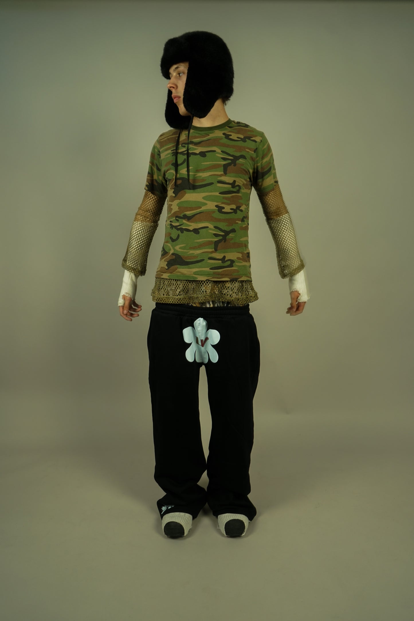 Double waistline uv flare pants