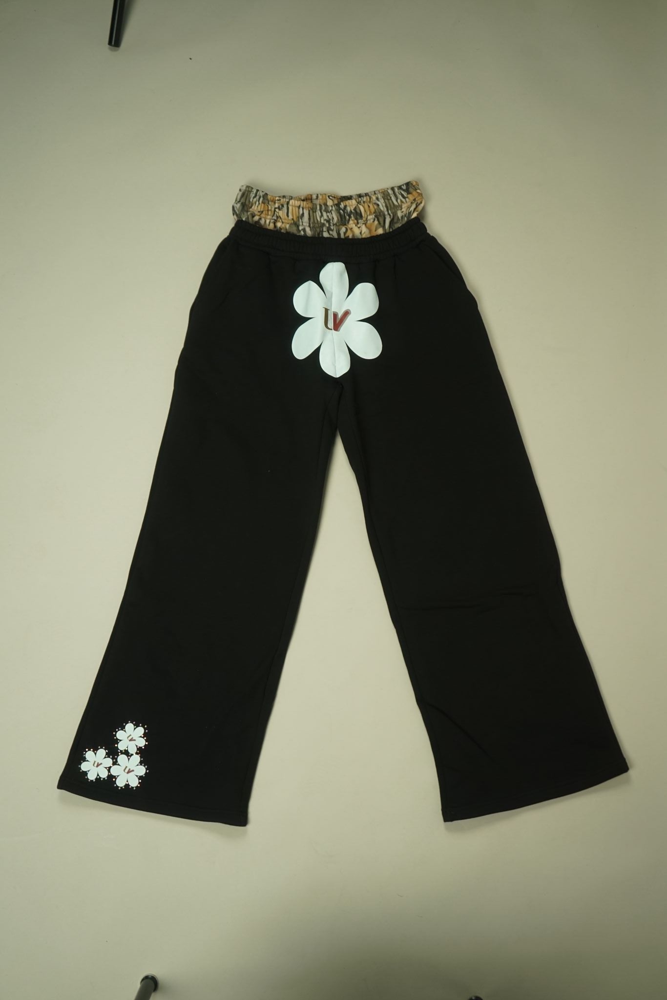 Double waistline uv flare pants